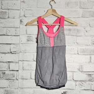 Lululemon Pink Gray Racerback Tank Cinch Hem Size 4 Athletic